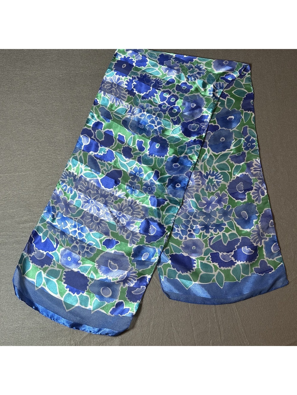 Vintage Blue and Green Floral Pattern Scarf